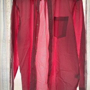 Izod Men’s L/S Button Down Pink Gingham Shirt - L